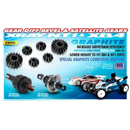 GRAPHITE GEAR DIFF BEVEL & SATELLITE GEARS (2+4) - LOW - 304932 - XRA