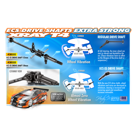ECS ES (EXTRA STRONG) DRIVE SHAFT 52MM - HUDY SPRING STEEL™ - SET - 3