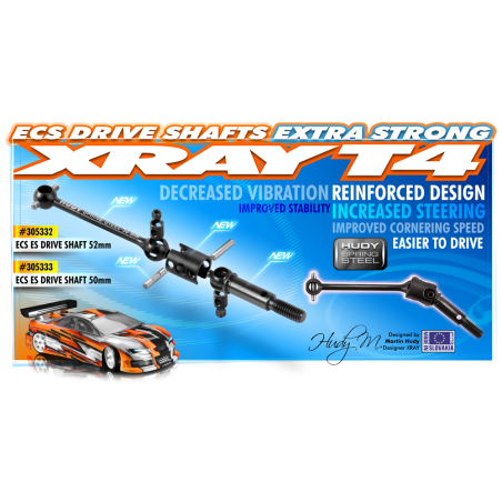 ECS ES (EXTRA STRONG) DRIVE SHAFT 52MM - HUDY SPRING STEEL™ - SET - 3