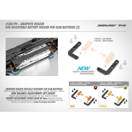HOLDER FOR ADJ. BATTERY HOLDER SLIM BATTERIES (2) - XRAY - 306199