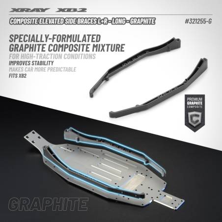 COMPOSITE ELEVATED SIDE BRACES L+R - LONG -GRAPHITE - XRAY - 321255-G