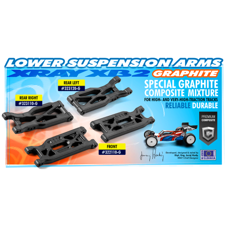 COMPOSITE SUSPENSION ARM FRONT LOWER - GRAPHITE - 322110-G - XRAY
