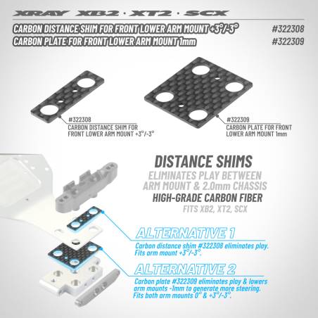CARBON PLATE FOR  FRONT LOWER ARM MOUNT 1MM - XRAY - 322309