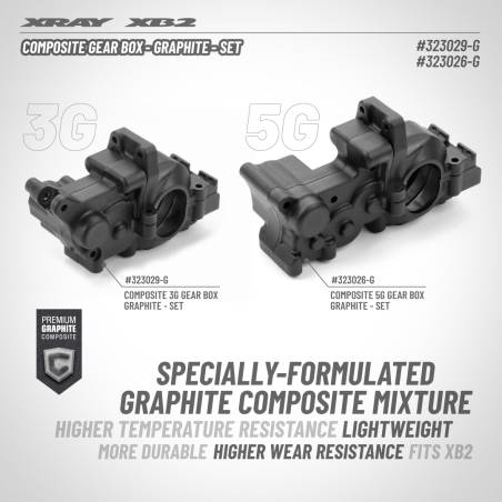COMPOSITE 3G GEAR BOX CHASSIS BRACE -GRAPHITE - SET - XRAY - 323029-G
