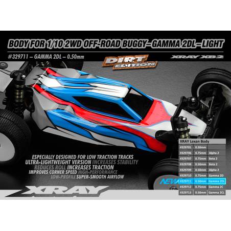 CARROCERÍA BUGGY OFF-ROAD 1/10 2WD - GAMMA 2D - LIGERA- XRAY - 329711