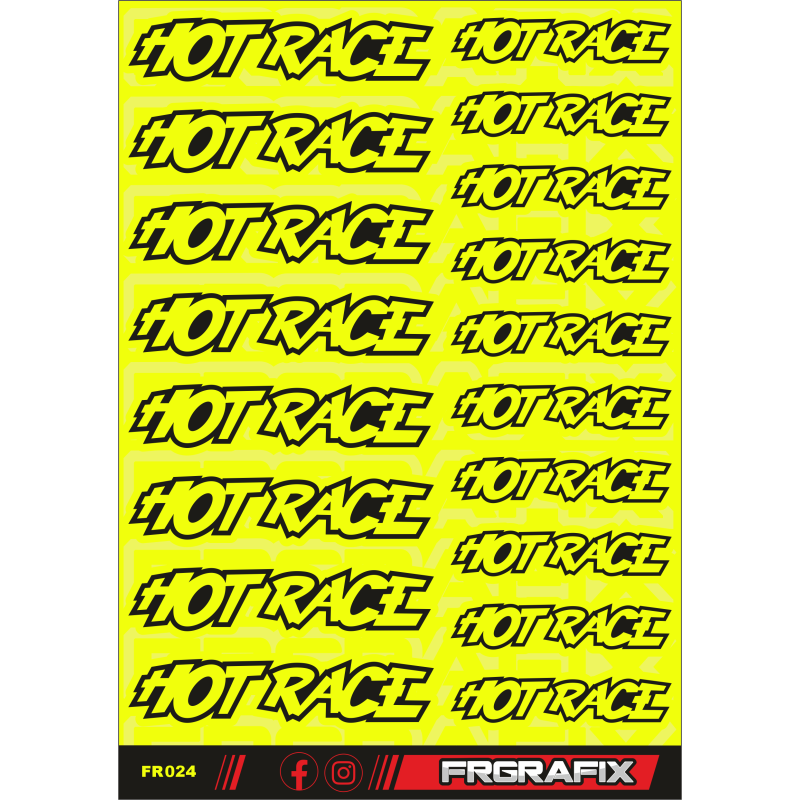 Pegatina Hot Race amarillo fluor - Hot Race sticker fluorescent yellow