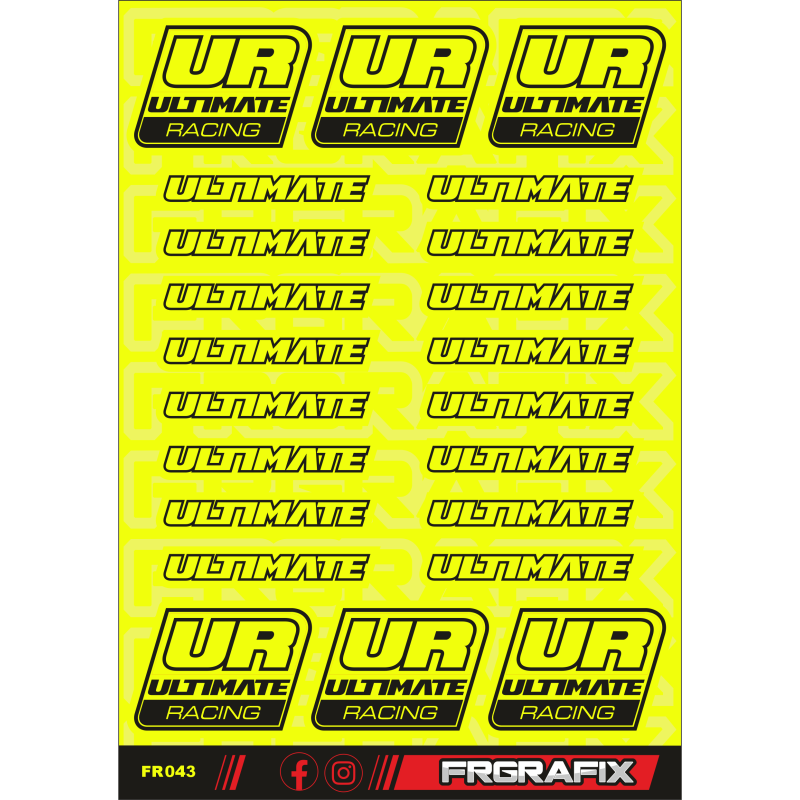 Pegatina Ultimate Racing amarillo fluor - Ultimate Racing sticker flu