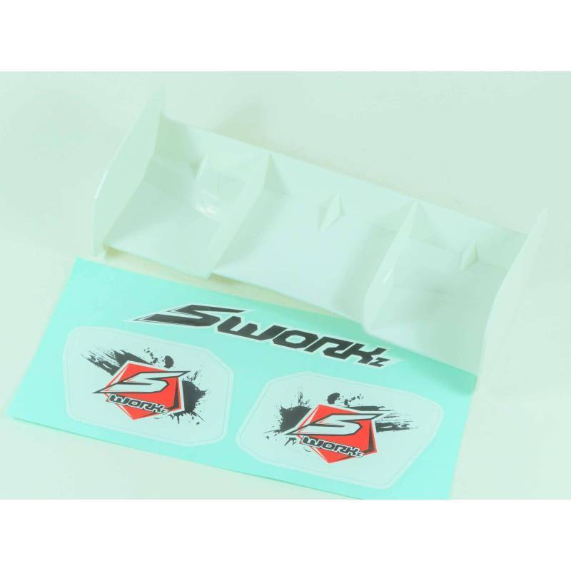 Pro Race 1/8 Rear Wing White No Holes - SW228022AWH