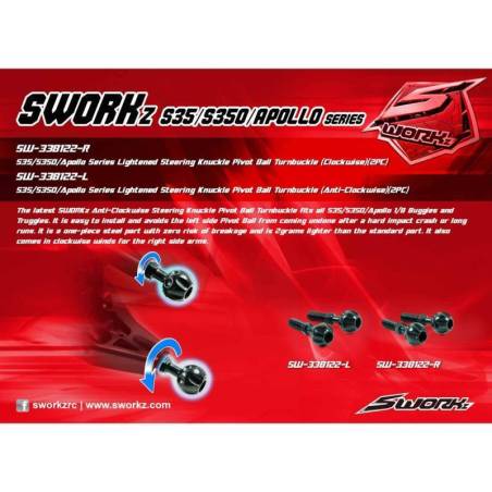 Lightened Pivot Ball SWORKz Right Thread (R) - SW338122R