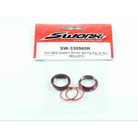 BBS Red Shock Spring Preload Nut (2 pcs) - SW330560R