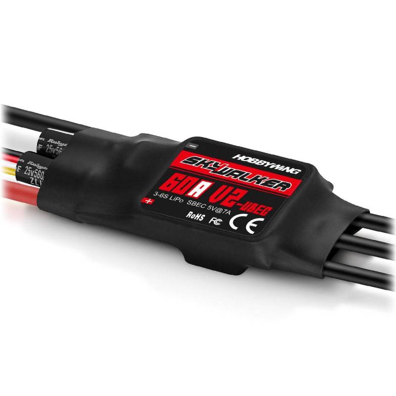 Variador Hobbywing Skywalker V2 60A 3-6S BEC 7A. Referencia 30216101