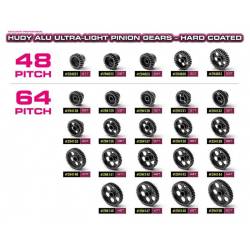 Piñón aluminio ultra ligero 38T / 64P HUDY. Referencia 294138.