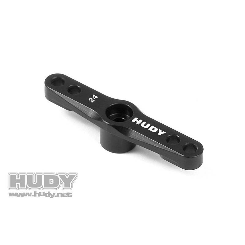 Horn servo aluminio acelerador/freno Hitec 24T HUDY. Referencia 293505.