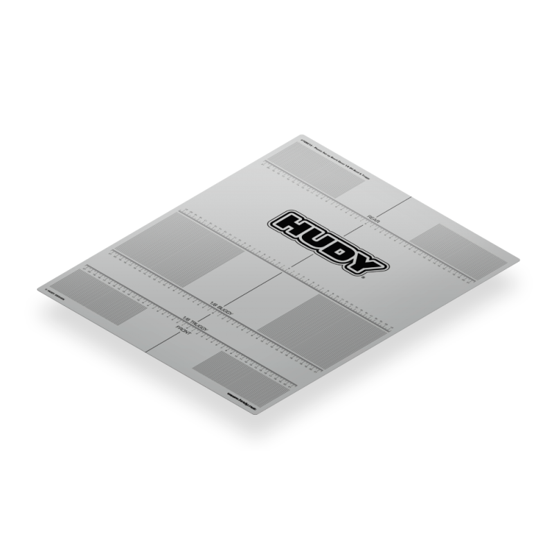 Hoja adhesiva setup 1/8 Off-Road y Truggy HUDY. Referencia 108213.