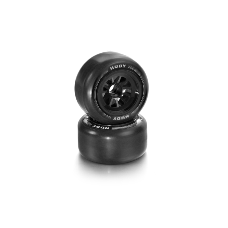 Ruedas 1/10 Formula goma delanteras (2) HUDY. Referencia 803070.