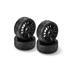 Ruedas precortadas slicks 1/10 derecho e izquierdo (2+2) HUDY. Referencia 803041.