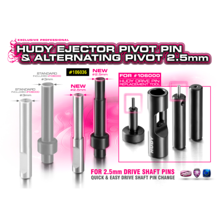 Ejector pivot pin & alternating pivot 2.5 mm HUDY. Referencia 106036.