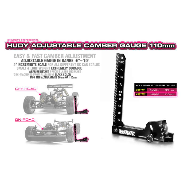 Camber gauge adjustable 110 mm HUDY. Referencia 107762.