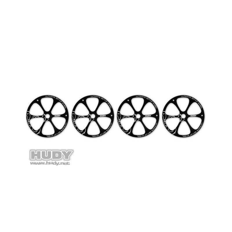 Ruedas aluminio 1/8 TT setup HUDY. Referencia 108870.
