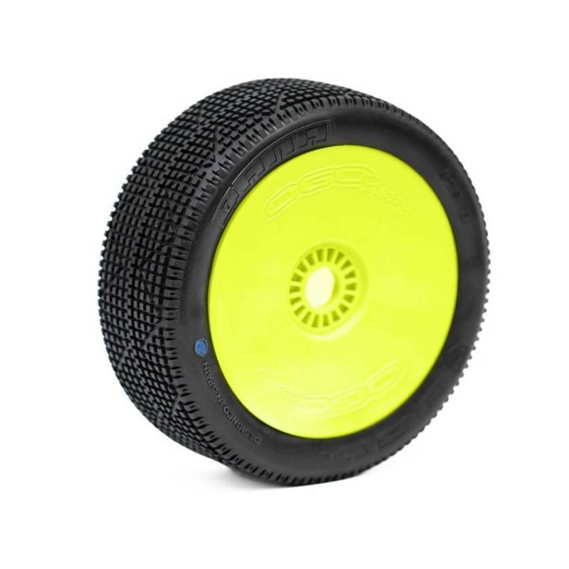 Ruedas Ogo Racing 1/8 Buggy Dana Super Soft Premontadas Llantas Amarillas 2 Piezas Compuesto H. Ref H2910GSSY