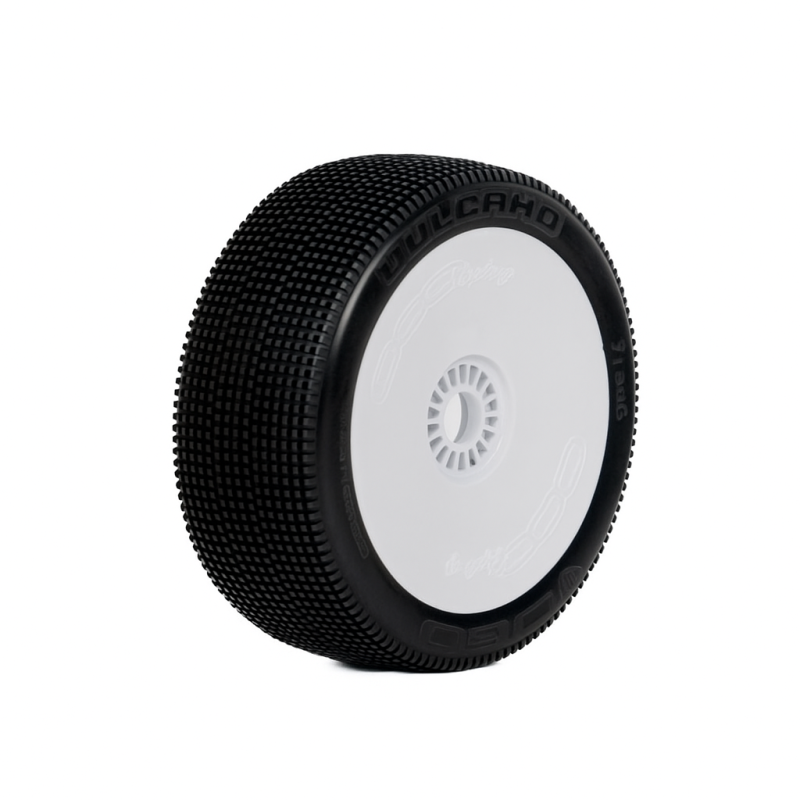 Ruedas Ogo Racing 1/8 Buggy Vulcano Ultra Soft Premontadas Llantas Blancas 2 Piezas Compuesto H. Ref H1206GUSW