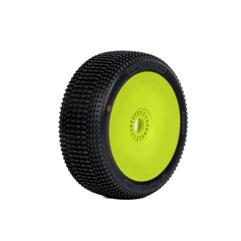 Ruedas Ogo Racing 1/8 Buggy Wind Hard Premontadas Llantas Amarillas 2 Piezas Compuesto H. Ref H2207GHY