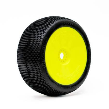 Ruedas Ogo Racing 1/8 Truggy Blizzard Medium Premontadas Llantas Amarillas 2 Piezas Compuesto H. Ref HT2108GMY