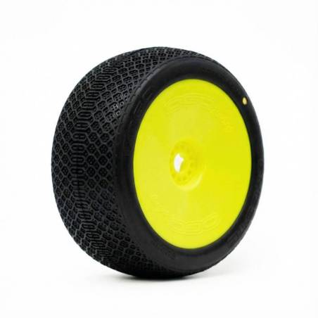 Ruedas Ogo Racing 1/8 Truggy Cheste Clay Premontadas Llantas Amarillas 2 Piezas Compuesto CH. Ref HT0103GCY