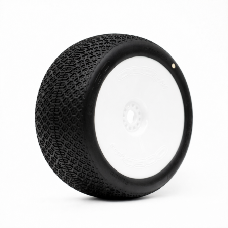 Ruedas Ogo Racing 1/8 Truggy Cheste Medium Premontadas Llantas Blancas 2 Piezas Compuesto H. Ref HT0103GMW