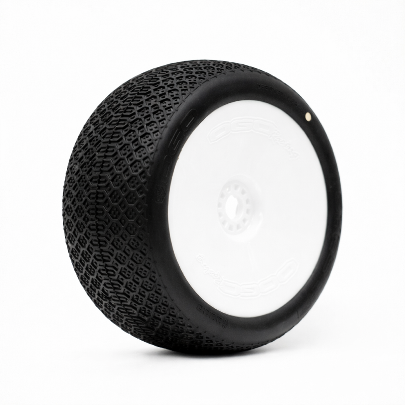 Ruedas Ogo Racing 1/8 Truggy Cheste Soft Premontadas Llantas Blancas 2 Piezas Compuesto H. Ref HT0103GSW