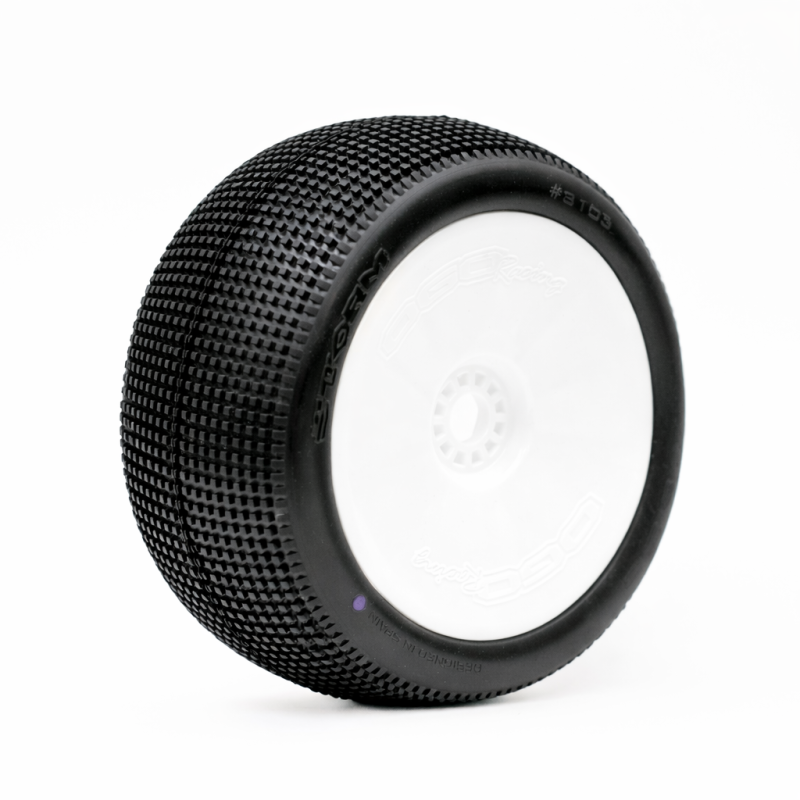 Ruedas Ogo Racing 1/8 Truggy Storm Clay Premontadas Llantas Blancas 2 Piezas Compuesto CH. Ref HT0304GCW