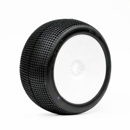 Ruedas Ogo Racing 1/8 Truggy Storm Clay Premontadas Llantas Blancas 2 Piezas Compuesto CH. Ref HT0304GCW