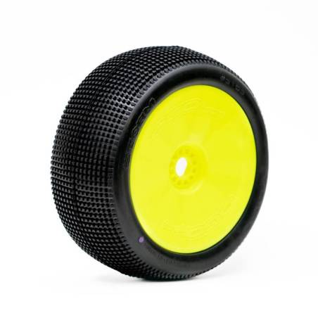 Ruedas Ogo Racing 1/8 Truggy Storm Super Soft Premontadas Llantas Amarillas 2 Piezas Compuesto H. Ref HT0304GSSY