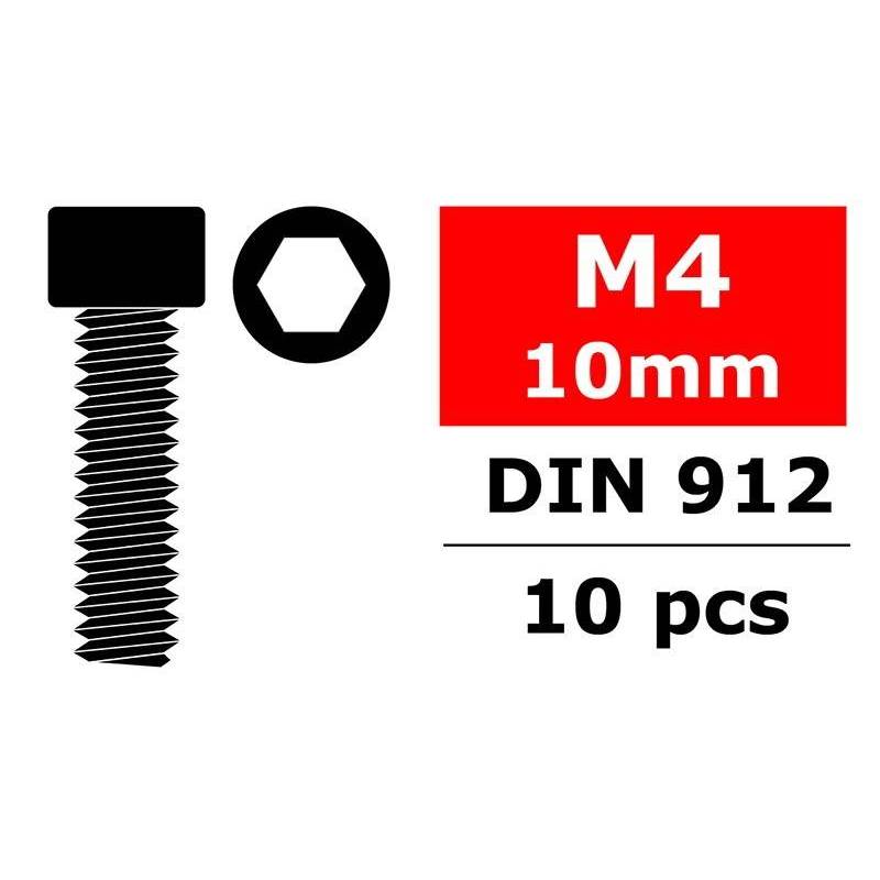 Tornillo hexagonal cabeza cilíndrica M4 x 10 mm 10 piezas Team Corally. Ref. C-3001-40-10