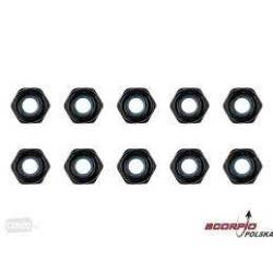 Tuerca autoblocante acero M2,5 negra 10 piezas Team Corally. Ref. C-3101-25-6