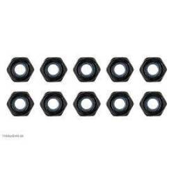 Tuerca autoblocante acero M3 negra 10 piezas Team Corally. Ref. C-3101-30-6