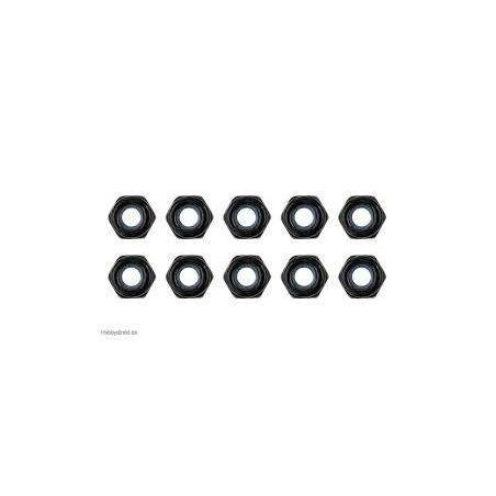 Tuerca autoblocante acero M3 negra 10 piezas Team Corally. Ref. C-3101-30-6