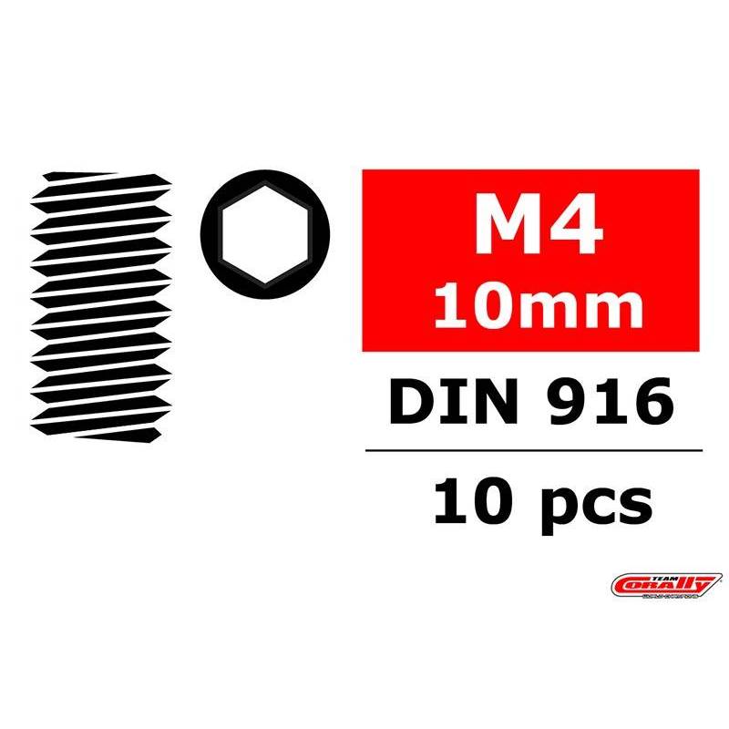 Tornillo acero M4 x 10 mm hexagonal 10 piezas Team Corally. Ref. C-3004-40-10