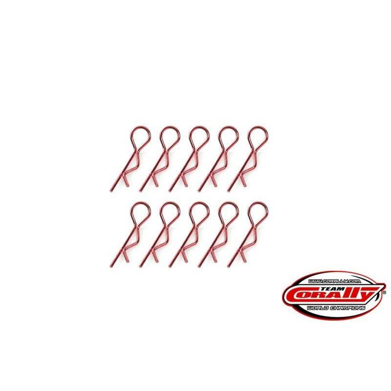 Clips carrocería 1/10 rojo Team Corally. Ref. C-35101