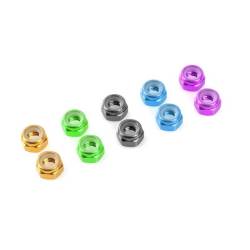 Tuerca autoblocante M3 oro 10 piezas Team Corally. Ref. C-31020