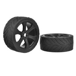 Ruedas XL6S Sprint RXA perfil bajo montadas llanta negra 1 par Team Corally. Ref. C-00180-909