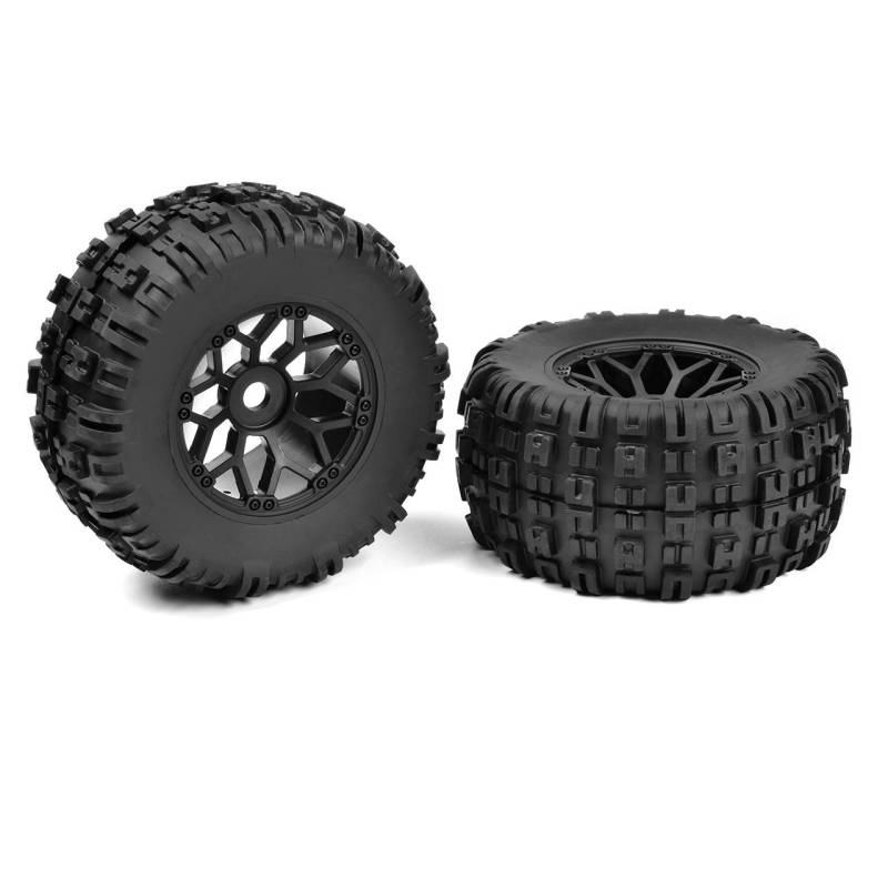 Neumáticos 1/8 MT Mud Claws montados llanta BBS negra 1 par Team Corally. Ref. C-00180-612