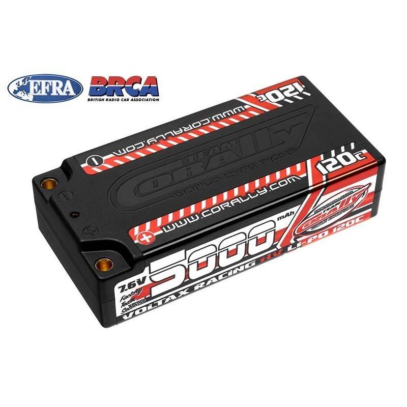 Batería LiPo HV Voltax 120C 5000 mAh 7,6 V Shorty 2S Team Corally. Ref. C-49605