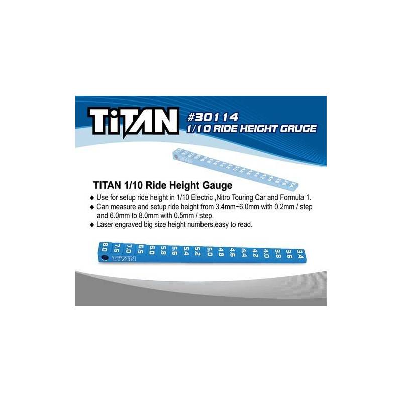 Medidor altura chasis 1/10 on-road Team Titan. Ref 30114