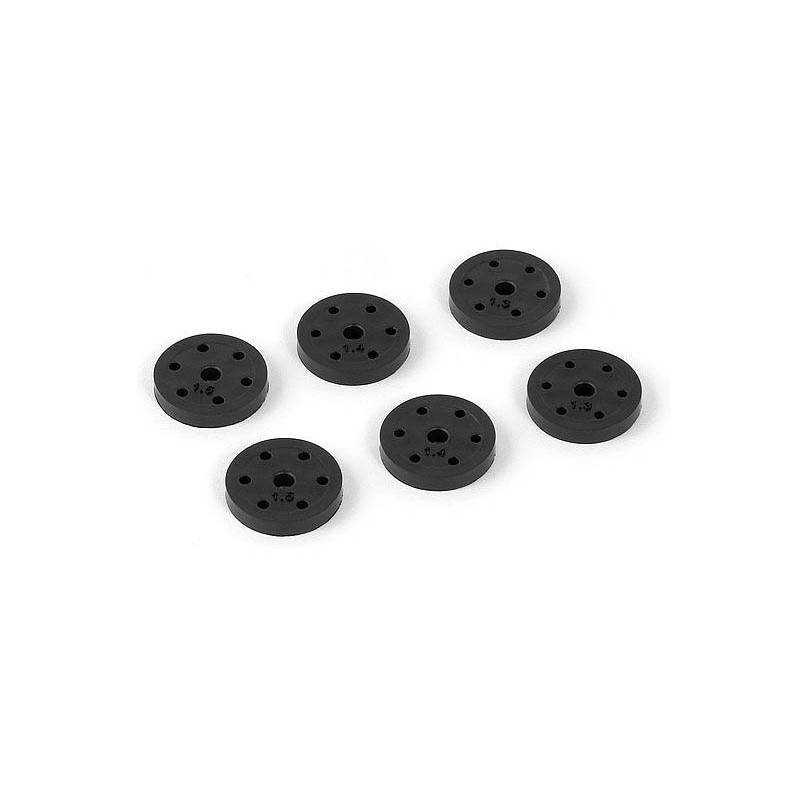 Set pistones amortiguador 6 agujeros XB808 (1.3-1.4-1.5 mm) Xray 358038