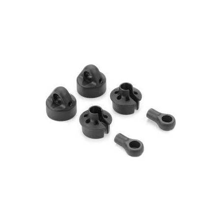 Tapones + cazoletas + rótulas plástico amortiguador big bore (2) Xray 368014