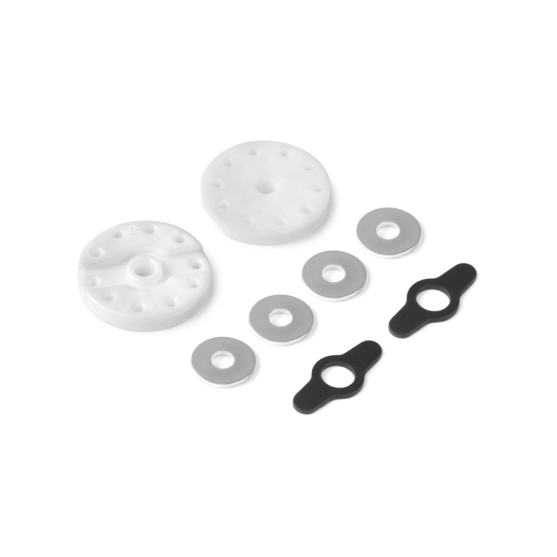 Pistón amortiguador 2 vías Delrin 8H (1.2 mm) + 2H (1.2 mm) (2) Xray 358030