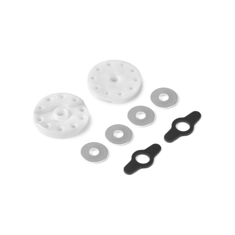 Pistón amortiguador 2 vías Delrin 8H (1.3 mm) + 2H (1.2 mm) (2) Xray 358031