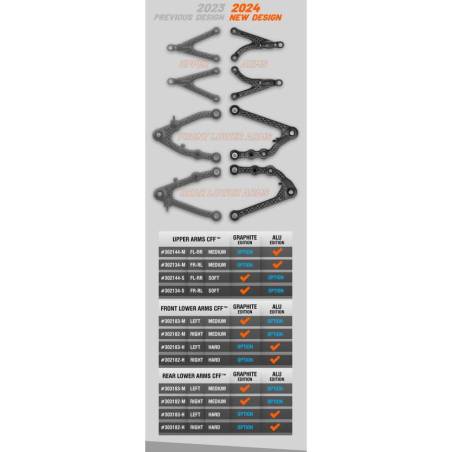 Trapecio superior X4 posición interna amortiguador soft delantero izquierdo/trasero derecho Xray 302144-S