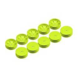 Llanta delantera Aerodisk 2WD estrecha amarillo (10) Xray 329904-Y